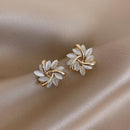 White Opal Floral Earrings