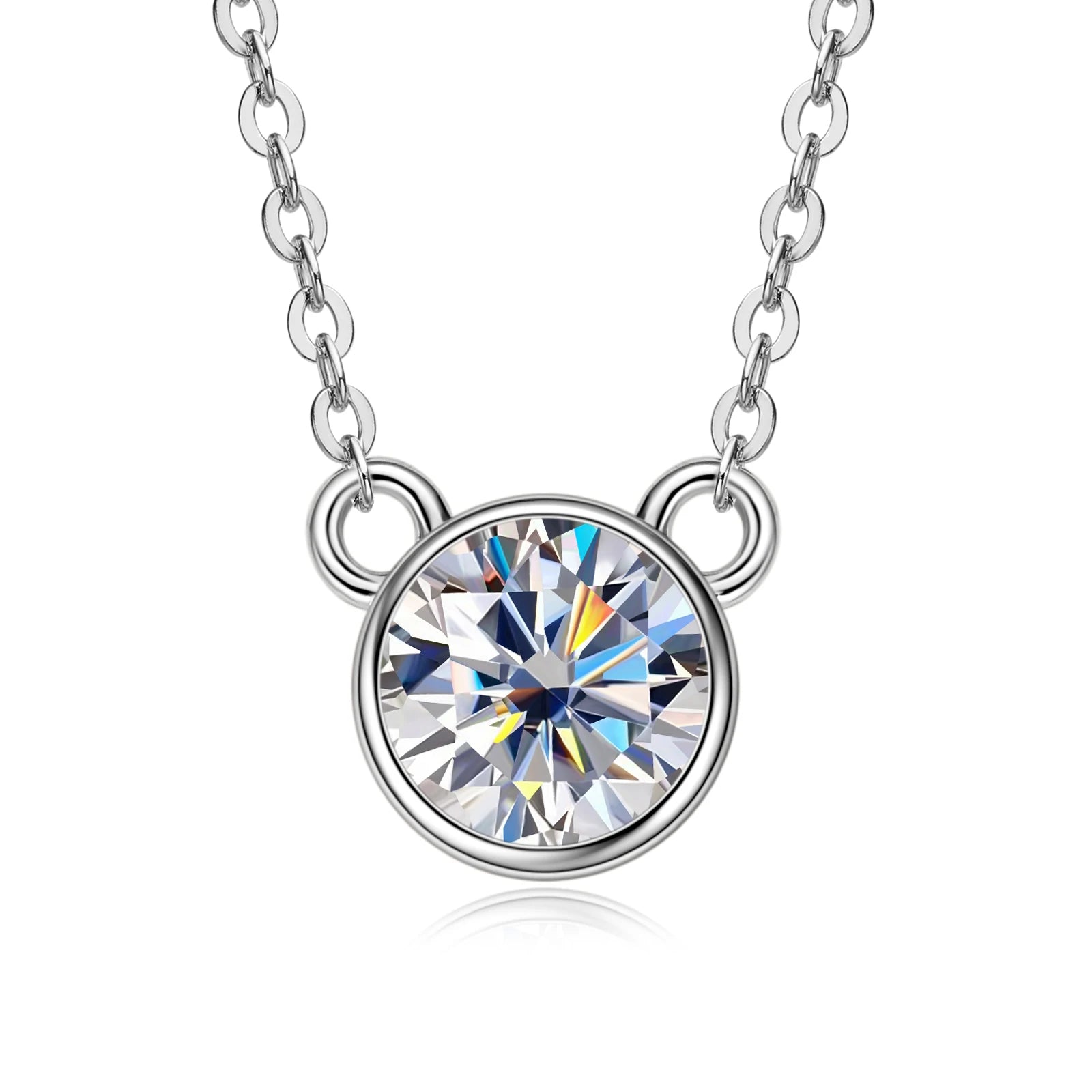 18K guldpläterat S925 silverhalsband med 1.0CT inlagd Moissanite