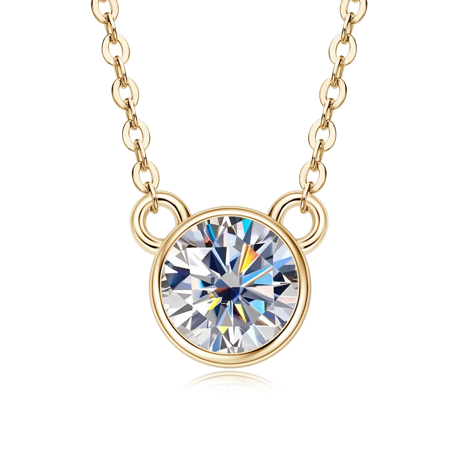 18K guldpläterat S925 silverhalsband med 1.0CT inlagd Moissanite