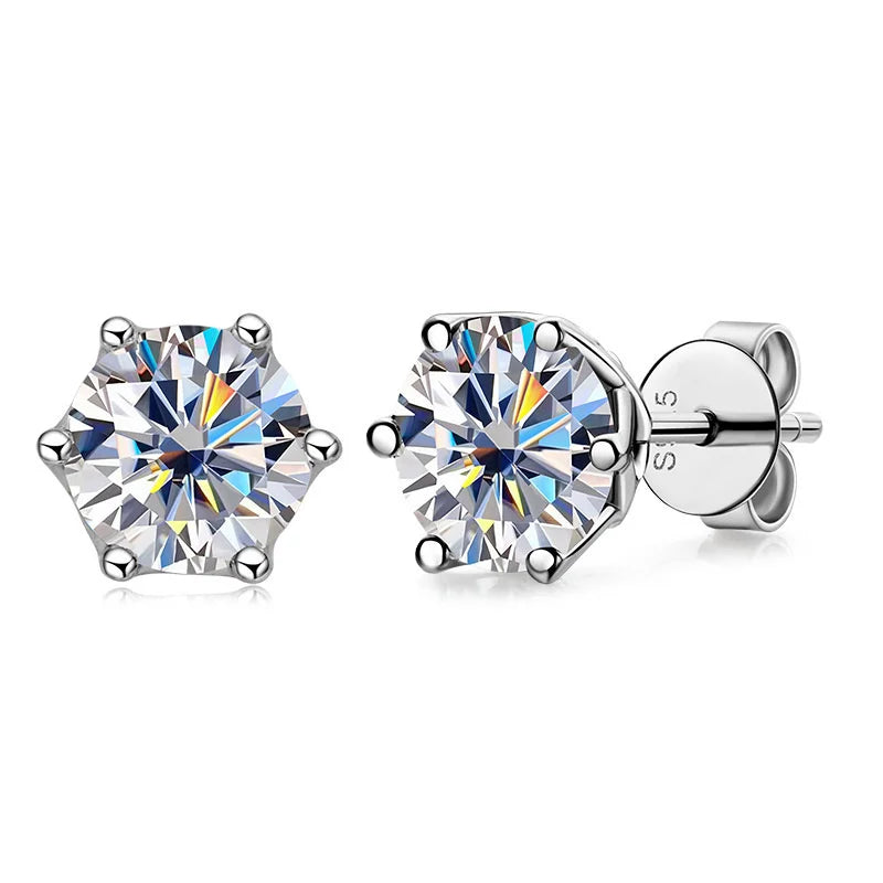 Russian Cut Moissanite Örhängen 1/2/4CT Färg D VVS i 925 Silver