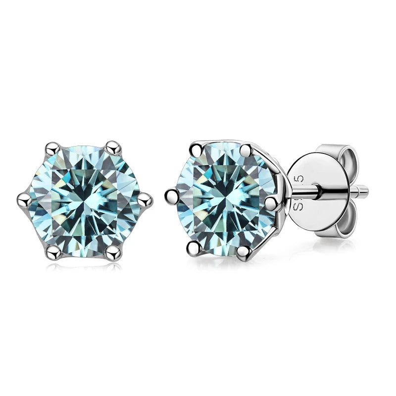 Russian Cut Moissanite Örhängen 1/2/4CT Färg D VVS i 925 Silver