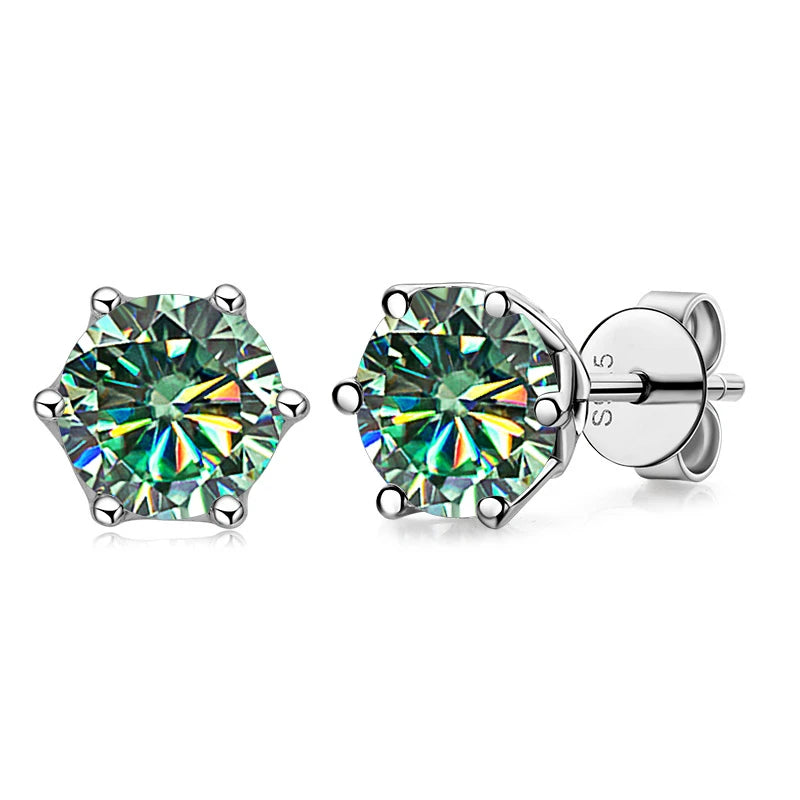 Russian Cut Moissanite Örhängen 1/2/4CT Färg D VVS i 925 Silver