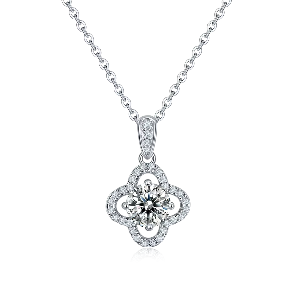 18K vitguld halsband med Moissanite och Ruby 1.0CT