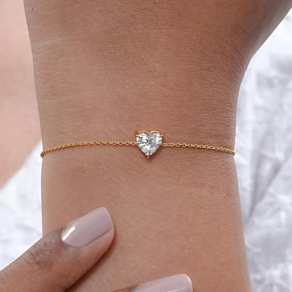 Solitaire Moissanite armband för kvinnor Päronskuren Marquise Heart
