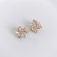 White Opal Floral Earrings