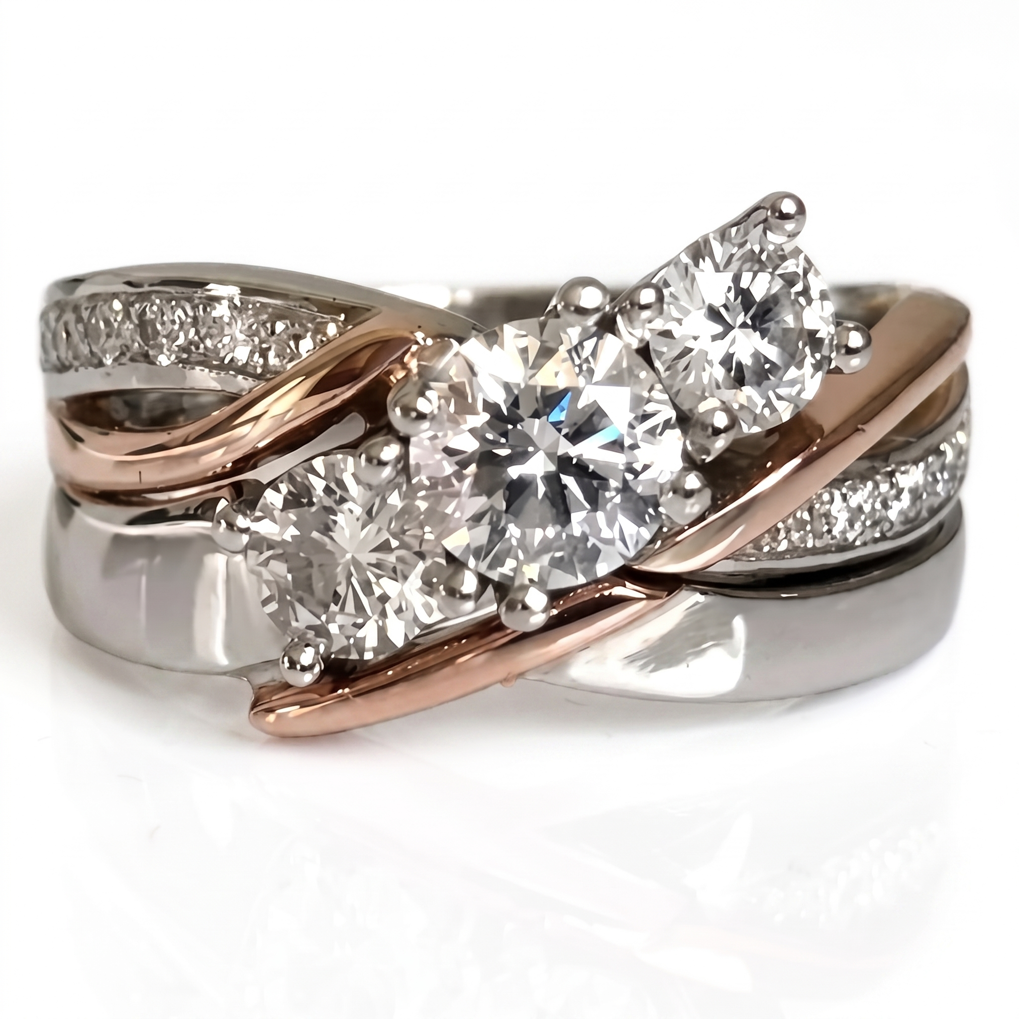 Vintage Gold Silver Zirconia Ring