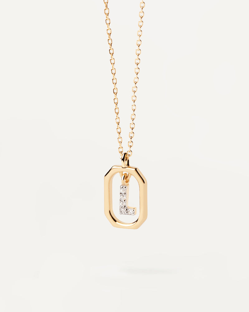 18K guldpläterat A–Z brevhängande halsband i 925 silver