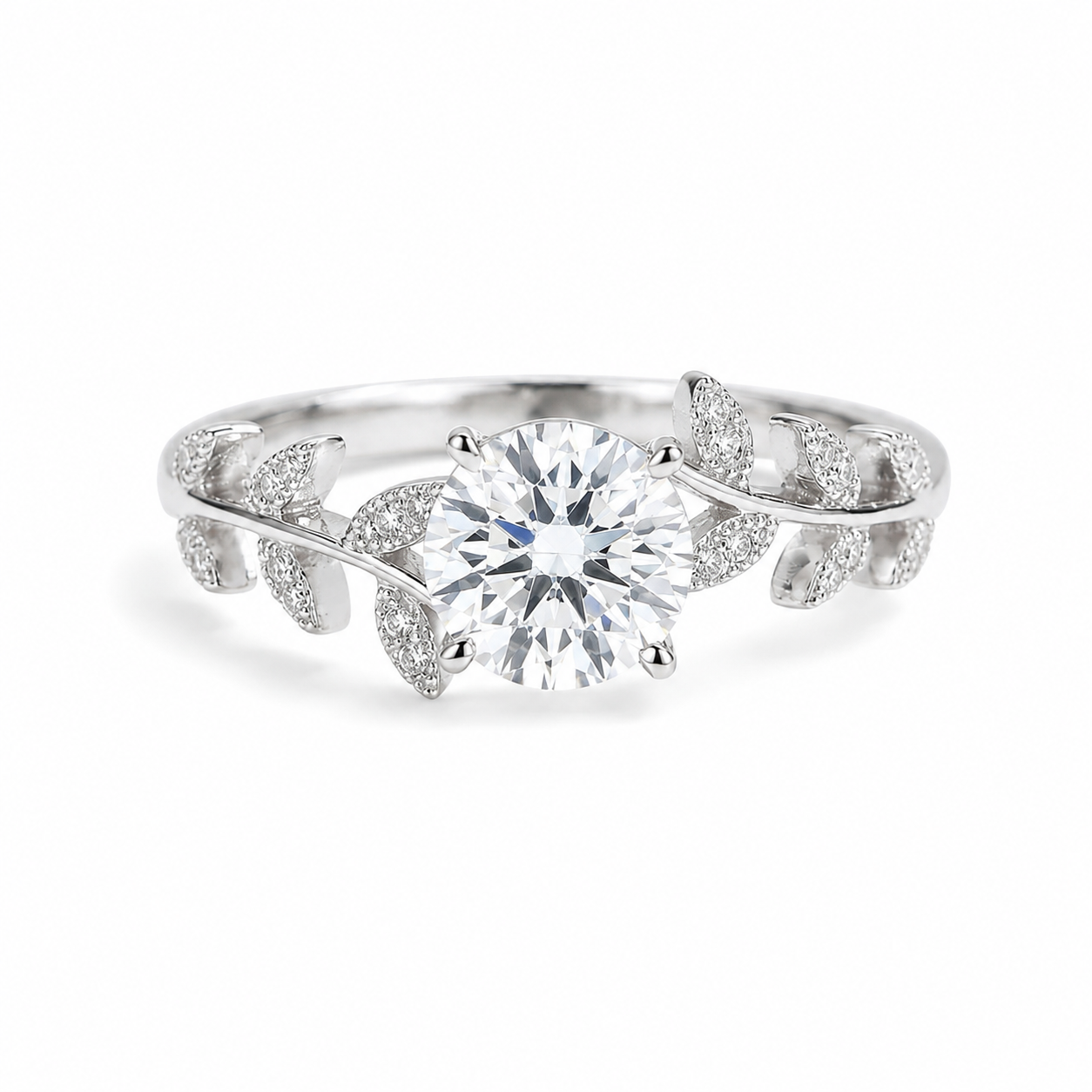 1CT Moissanite Leaf Ring i 925 Silver
