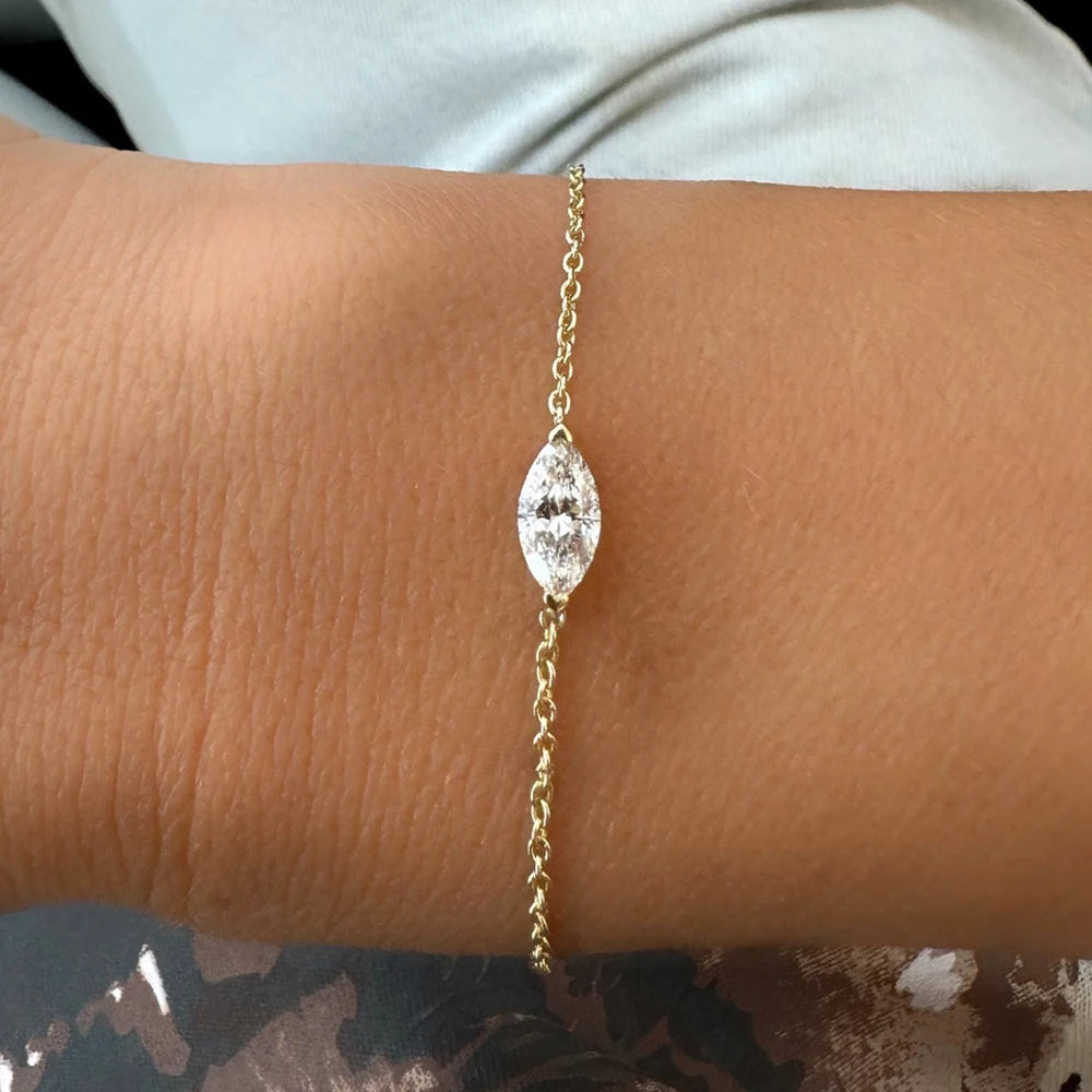 Solitaire Moissanite armband för kvinnor Päronskuren Marquise Heart