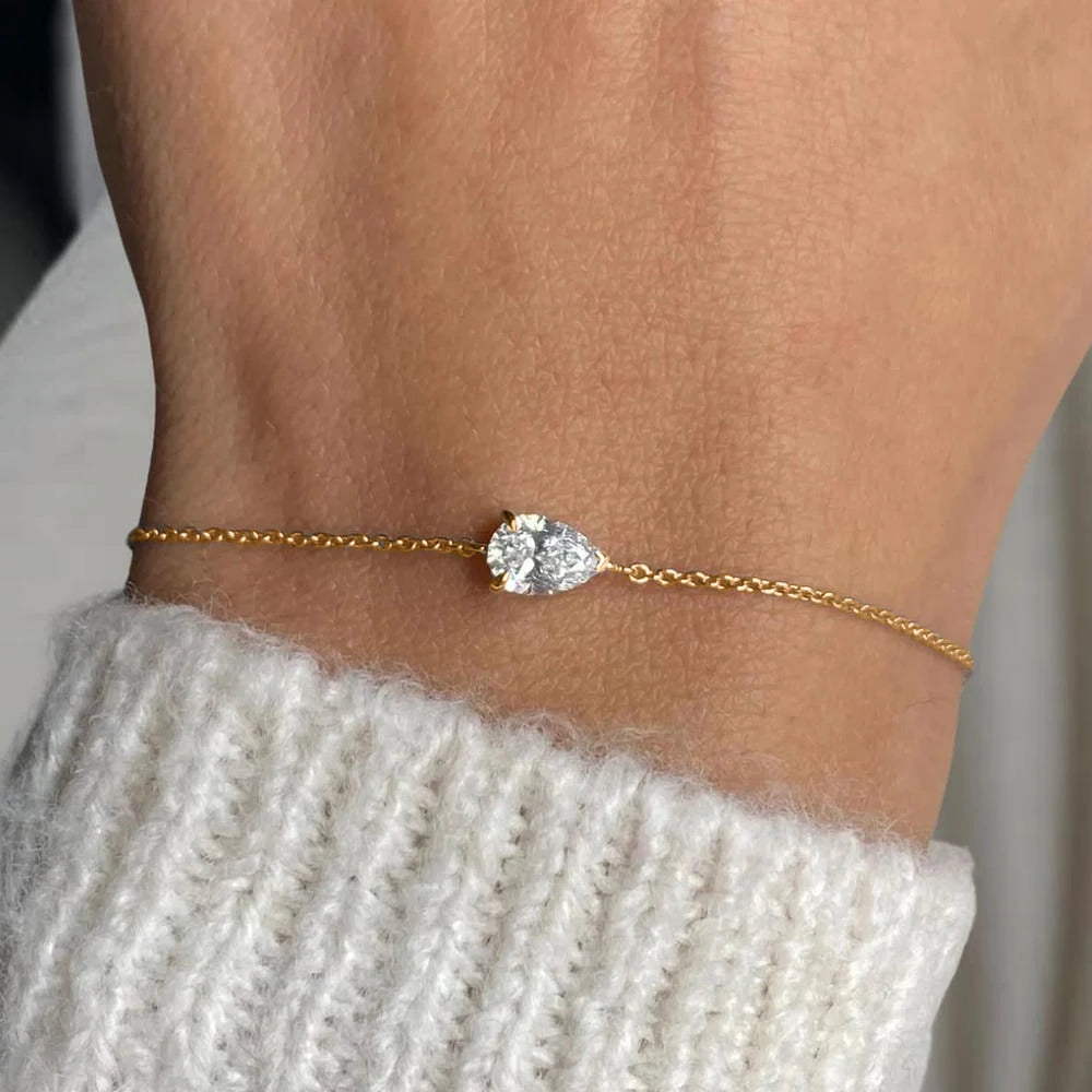 Solitaire Moissanite armband för kvinnor Päronskuren Marquise Heart