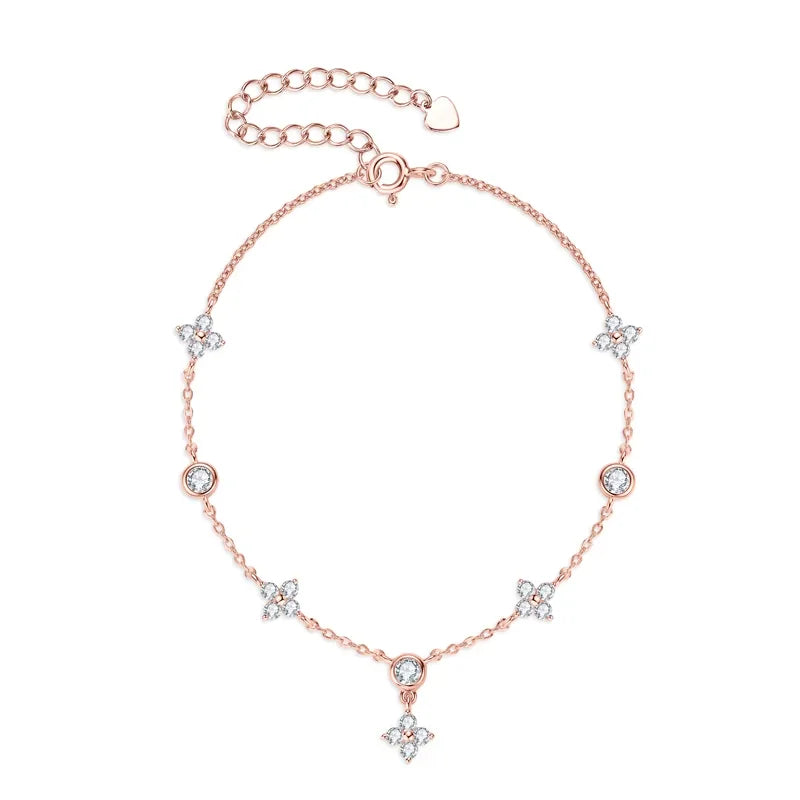 Fyrbladigt Moissanite Flower Armband för kvinnor S925 Silver