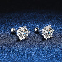 D Color Moissanite Screwback Örhängen i 925 Silver