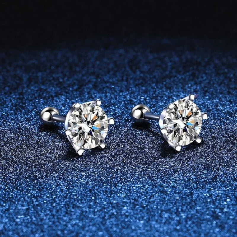 D Color Moissanite Screwback Örhängen i 925 Silver
