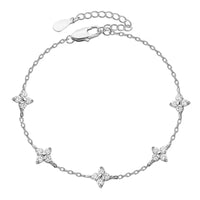 Zirkon fyrbladigt blomsterarmband för kvinnor guld rostfritt stål